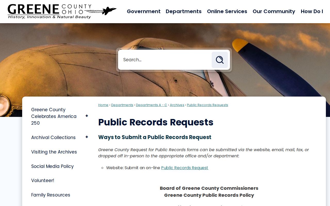 Fairborn residents directory Greene County public records request