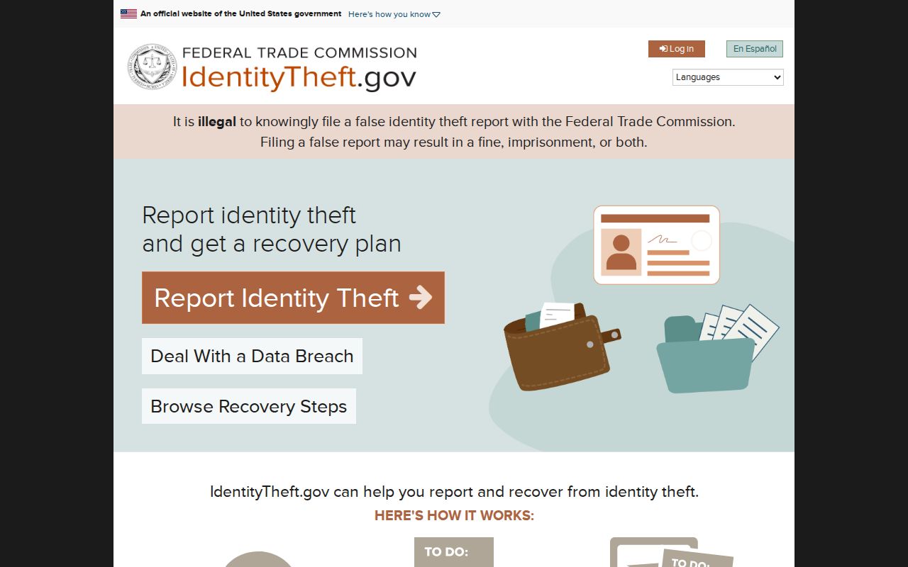 Fairborn neighbors page reference to the federal identity theft reporting resource