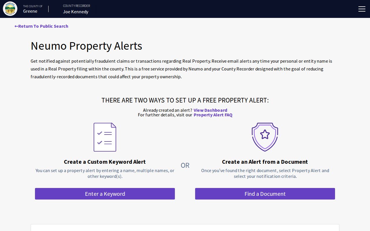 Fairborn previous residents Greene County property recording alert